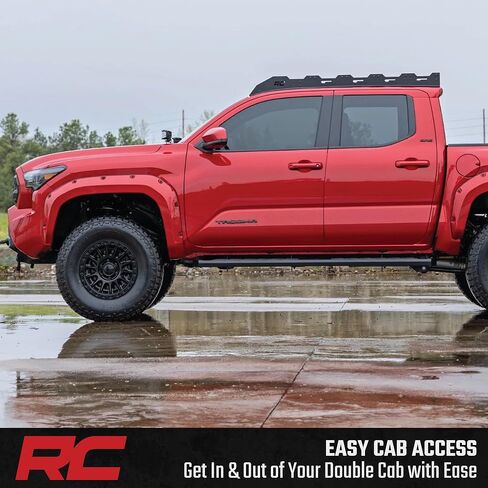 Rough Country BA2 Running Boards for Toyota Tacoma Double Cab (2024-2026) - 5" Wide Steel Step Bars, Non-Slip Grip Foot Rails, No-Drill Install, Truck Side Steps in Saudi Arabia