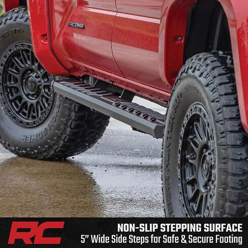 Rough Country BA2 Running Boards for Toyota Tacoma Double Cab (2024-2026) - 5" Wide Steel Step Bars, Non-Slip Grip Foot Rails, No-Drill Install, Truck Side Steps in Saudi Arabia