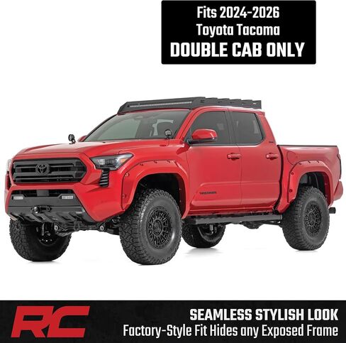 Rough Country BA2 Running Boards for Toyota Tacoma Double Cab (2024-2026) - 5" Wide Steel Step Bars, Non-Slip Grip Foot Rails, No-Drill Install, Truck Side Steps in Saudi Arabia