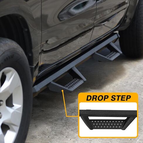 Running Boards Side Steps Compatible with 2009-2014 Ford F150 Super Cab, Dual-Stage Textured Black Powder Coated Step Bars. 4 Inch Drop Down Side Steps Made with Carbon Steel. in Kuwait