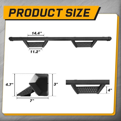 Running Boards Side Steps Compatible with 2009-2014 Ford F150 Super Cab, Dual-Stage Textured Black Powder Coated Step Bars. 4 Inch Drop Down Side Steps Made with Carbon Steel. in Kuwait