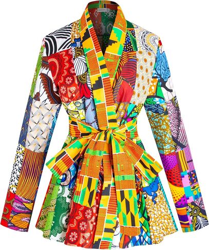 SHENBOLEN Women African Batik Blouse Ankara Print Wax Top Kente Cloth Long Sleeve Shirt in Saudi Arabia