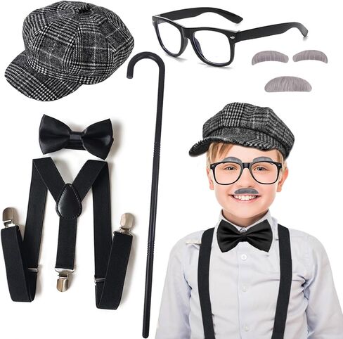 زي الرجل العجوز لمدة 100 يوم من أزياء الجد المدرسية - إكسسوارات العشرينيات من القرن العشرين ملابس الهالوين ملابس كبار السن in Kuwait