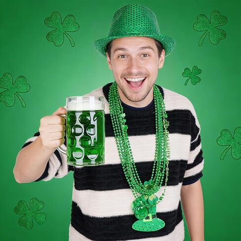 18Pcs St. Patrick's Day Necklace, Green Beads Shamrock Necklace Bulk, St Patricks Day Costume Accessories for Women Men in Saudi Arabia
