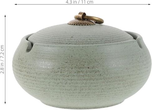 Modern Ceramic Ashtray with Lid for Outdoor and Indoor Use Windproof Covered Ash Tray for Patio Living Study Easy to Clean and Home Decor in Light Green in Saudi Arabia