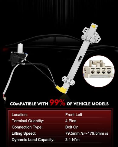 Front Right Passenger Side Power Window Regulator with Motor for:-Honda Accord 1994 1995 1996 1997, 4 Door Sedan, 2 Pins Connector Replace OE# 72210SV4A01 741-765 125-58533R 660059 HO1351101 in Saudi Arabia