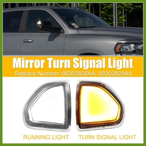 LED مرآة جانبية بدوره ضوء مؤشر الإشارة لدودج لرام 1500 2500 3500 4500 5500 2010-2018 العنبر الأبيض الضوء الأبيض لين 68302828AA 68302829AA 1 زوج مكونات السيارة in Saudi Arabia