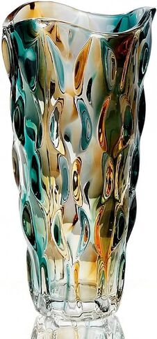CEMABT Amber Glass Vase for Centerpieces, 9.4-inch Height, 5.1-inch Opening Width, 3.4 lbs Weight, Unbreakable, Suitable for All Kinds of Flowers, Modern and Elegant in Saudi Arabia