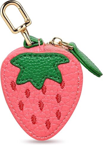 Cute Fruit Coin Purse Keychain With Zipper - Kawaii Mini Leather Bag Charm for Backpack Or Orange Bag Charm in Saudi Arabia