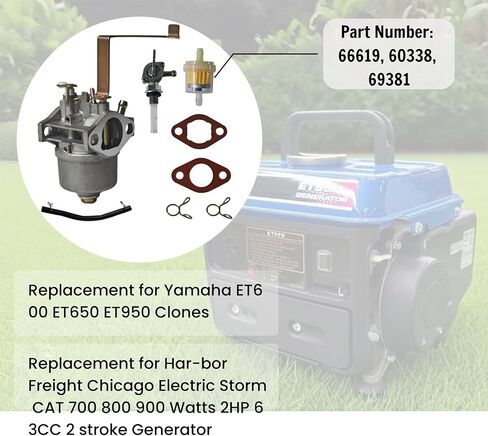 60338 66619 طقم المكربن ​​لاستبدال الشحن شيكاغو الكهربائية العاصفة القط 700 800 900 63CC/64CC 2hp مولد البنزين 69381 ث/فلتر الوقود شرارة التوصيل in Kuwait