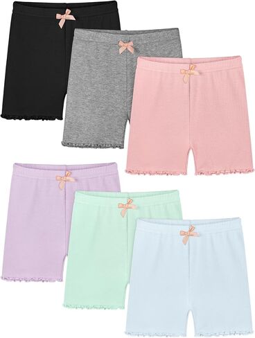 Ruisita 6 عبوات من السراويل القصيرة المكشكشة للأطفال والبنات، سراويل قصيرة لدراجة الأطفال تحت الفستان، سراويل قصيرة للرقص يوميًا in Kuwait