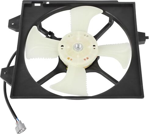 Radiator Cooling Fan Assembly Compatible with 2002-2007 for Mitsubishi for Lancer 2.0L, Black&White Radiator Fan Direct Fit Replacement for Engine Cooling Fan in Saudi Arabia
