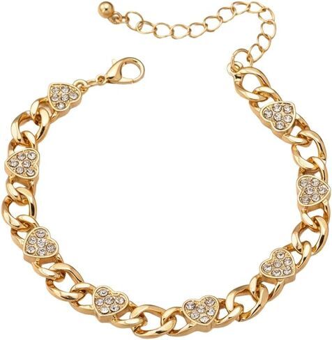 Gold Heart Bracelet for Women, Baroque Leopard Print Link Chain Bracelet Vintage Adjustable Bangle Chunky Statement Jewelry Gift in Saudi Arabia