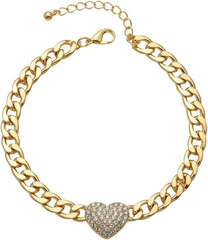 Gold Heart Bracelet for Women, Baroque Leopard Print Link Chain Bracelet Vintage Adjustable Bangle Chunky Statement Jewelry Gift in Saudi Arabia