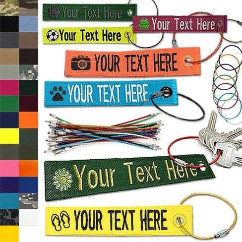Custom Name Tape Material 4.5" Luggage,Key Tag,Crate Tag with Colored Grommet and Logo, Double Sided. 6 inch Cable Loop Wire Ring Included. in Saudi Arabia