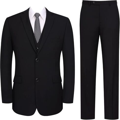 Men's Suits 3 Piece Slim Fit Suit Set Two Buttons Solid Business Suit Jacket Blazer Pants & Vest in Saudi Arabia