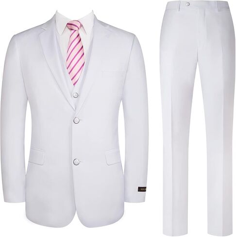 Men's Suits 3 Piece Slim Fit Suit Set Two Buttons Solid Business Suit Jacket Blazer Pants & Vest in Saudi Arabia
