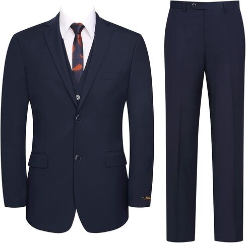 Men's Suits 3 Piece Slim Fit Suit Set Two Buttons Solid Business Suit Jacket Blazer Pants & Vest in Saudi Arabia