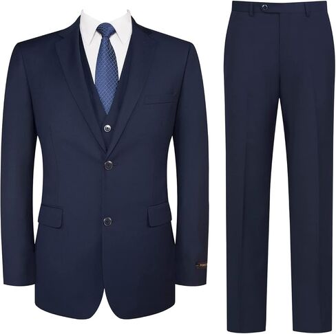 Men's Suits 3 Piece Slim Fit Suit Set Two Buttons Solid Business Suit Jacket Blazer Pants & Vest in Saudi Arabia