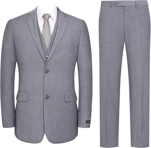 Men's Suits 3 Piece Slim Fit Suit Set Two Buttons Solid Business Suit Jacket Blazer Pants & Vest in Saudi Arabia