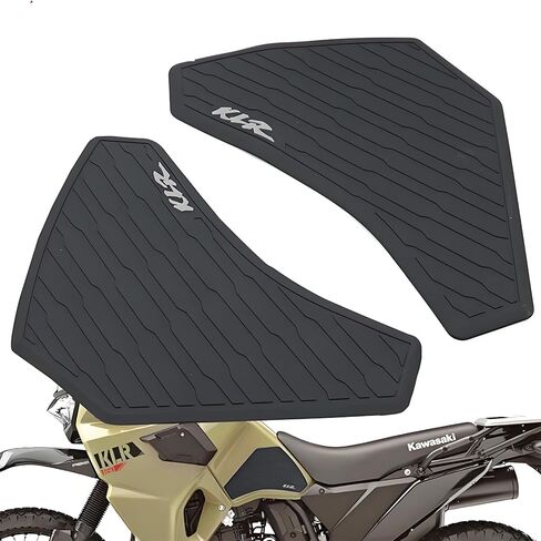 مجموعة ملصقات واقية لخزان الوقود KLR 650 - مجموعة ملصقات مضادة للانزلاق Kawasaki KLR650 (2022-2024) | طقم حماية أسود مكون من قطعتين in Kuwait