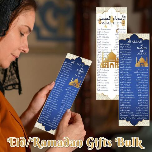 150 Packs 99 Names of Allah Bookmarks Reflecting on The Names of Allah Arabic English Bookmark Muslim Islamic Arabic Gifts for Women Men Quran Learning in Saudi Arabia