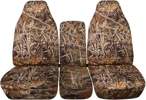 أغطية كاملة متوافقة مع أغطية مقاعد الشاحنات المموهة Ford F-150 F-250 F-350 Camo 1993-1998 (المقعد الأمامي 40/20/40) مع وحدة التحكم المركزية: تمويه الأراضي الرطبة (16 مطبوعة) F-Series F150 F250 F350 in Kuwait
