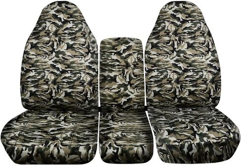 أغطية كاملة متوافقة مع أغطية مقاعد الشاحنات المموهة Ford F-150 F-250 F-350 Camo 1993-1998 (المقعد الأمامي 40/20/40) مع وحدة التحكم المركزية: تمويه الأراضي الرطبة (16 مطبوعة) F-Series F150 F250 F350 in Saudi Arabia