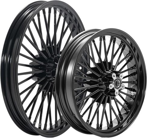 TOFR 21x2.15 Front 16x3.5 Rear Rims Wheels 36 Fat Spokes Tubeless For Harley Softail Slim FLS 2012-2021 2013 2014 2015 2016 2017 2018 2019 2020 / Gloss Black in Saudi Arabia