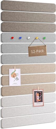 Cork Board Alternative Felt Strip Board 12-Pack 13"x2", 30 Push Pins, Adhesive Install for Walls, for Paste Notes, Photos, Office Home Classroom (Dark Brown, Moonlight Gray, Dark Camel, Light Camel) in Saudi Arabia