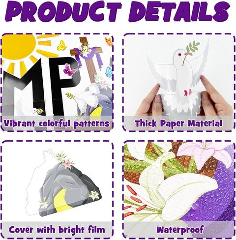 Easter Empty Tomb Bulletin Board Decoration Set, Spring Religious Jesus Classroom Decorations Christian Cross Butterflies Cutouts April Library Church Sunday School Wall Window Door Decor for Teacher in Kuwait