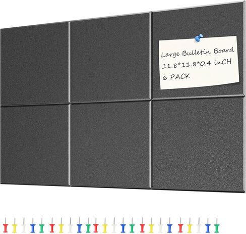 Large Bulletin Board 35.4" x 23.6", Black Cork Board, 6 Pack Cork Boards for Walls with 24 thumbtacks, Pin Board & Vision Board for Home Office, Student Dorm, Creative Studio in Saudi Arabia