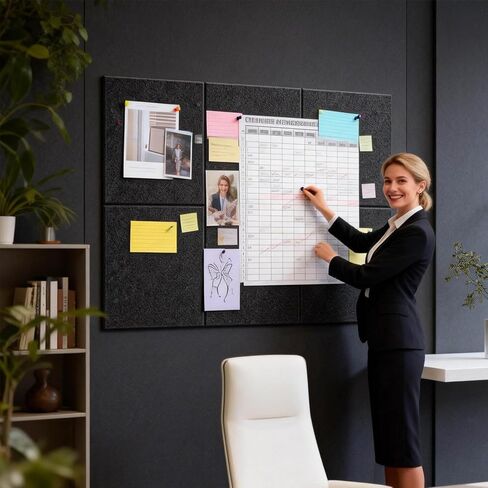 Large Bulletin Board 35.4" x 23.6", Black Cork Board, 6 Pack Cork Boards for Walls with 24 thumbtacks, Pin Board & Vision Board for Home Office, Student Dorm, Creative Studio in Saudi Arabia