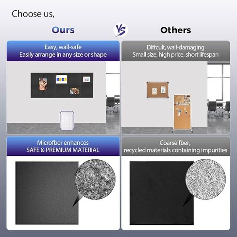 Large Bulletin Board 35.4" x 23.6", Black Cork Board, 6 Pack Cork Boards for Walls with 24 thumbtacks, Pin Board & Vision Board for Home Office, Student Dorm, Creative Studio in Saudi Arabia