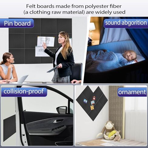 Large Bulletin Board 35.4" x 23.6", Black Cork Board, 6 Pack Cork Boards for Walls with 24 thumbtacks, Pin Board & Vision Board for Home Office, Student Dorm, Creative Studio in Saudi Arabia