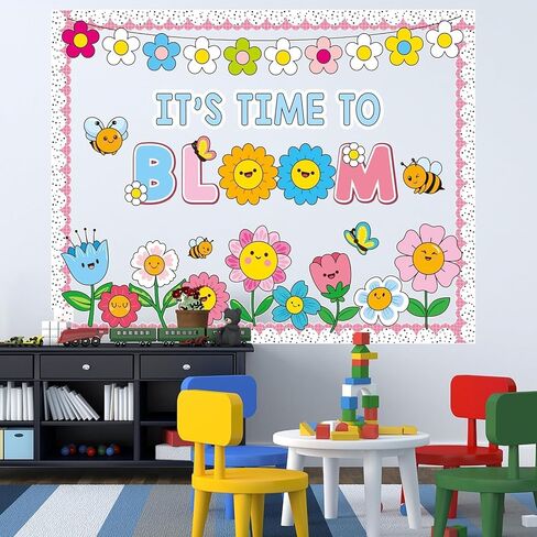 مجموعة زخارف لوحة نشرة زهور الربيع مع حدود، زهور تحفيزية، ديكور للفصول الدراسية للمعلمين، زهور برية لطيفة، قواطع إيجابية للمدرسة، لوحة إعلانات للفصل الدراسي in Kuwait