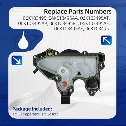 PCV Valve Engine Crankcase Vent Oil Separator 06K103495 Compatible with Audi A3 Quattro A4 A5 A6 A7 Q3 TT Q7 2015-2018, Volkswagen Golf Jetta Passat Bettle 1.8T 2.0T Replace OE 06K013495AA in Kuwait