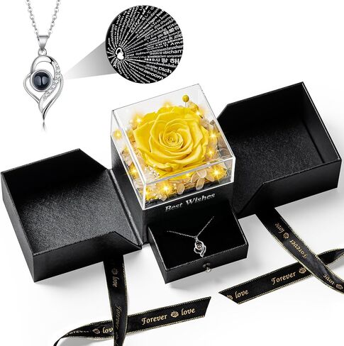 Preserved Flower Birthday Gifts for Women Red Real Rose with I Love You 925 Silver Necklace,Valentine's Day,Anniversary, for Women/Mom/Girlfriend/Friend in Saudi Arabia