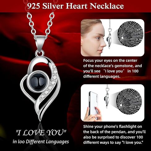 Preserved Flower Birthday Gifts for Women Red Real Rose with I Love You 925 Silver Necklace,Valentine's Day,Anniversary, for Women/Mom/Girlfriend/Friend in Saudi Arabia