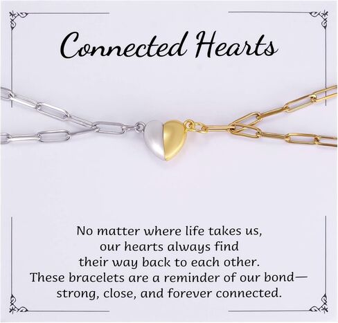 Kvekstio Magnetic Heart Bracelet Set - Matching Love Couple Bracelet, Long Distance Relationship Magnetic Bracelets for Girlfriend Boyfriend, Best Friend Stainless Steel Friendship Jewelry Gift in Saudi Arabia