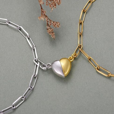 Kvekstio Magnetic Heart Bracelet Set - Matching Love Couple Bracelet, Long Distance Relationship Magnetic Bracelets for Girlfriend Boyfriend, Best Friend Stainless Steel Friendship Jewelry Gift in Saudi Arabia