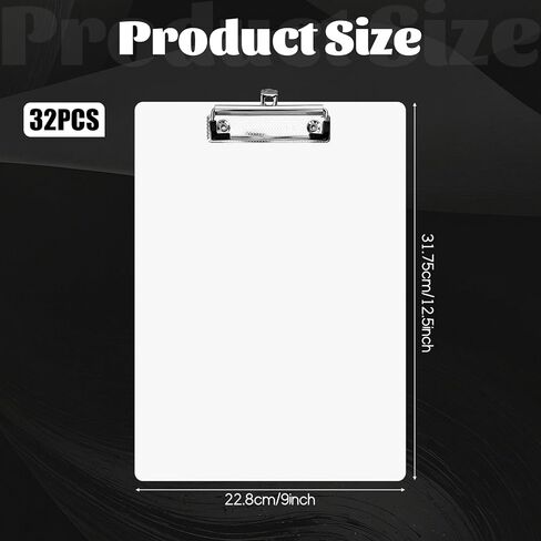 SHENLIU 32 Pack Dry Erase Clipboards, 12.5 x 9 Inch Whiteboard Clipboard A4 Letter Size with Front Surface and Low Profile Clip for Business Teacher Office Warehouse Home Use in Saudi Arabia