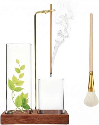 Incense Holder for Sticks, Incense Burner with Glass Ash Catcher, Incense Sticks Storage and Anti-Ash Flying, for Yoga Spa Meditation Home Decor Office in Saudi Arabia