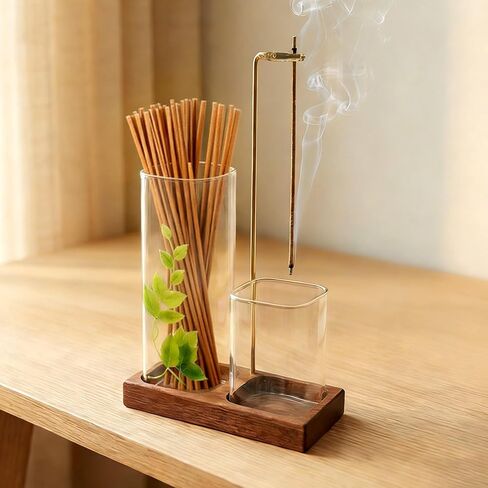 Incense Holder for Sticks, Incense Burner with Glass Ash Catcher, Incense Sticks Storage and Anti-Ash Flying, for Yoga Spa Meditation Home Decor Office in Saudi Arabia