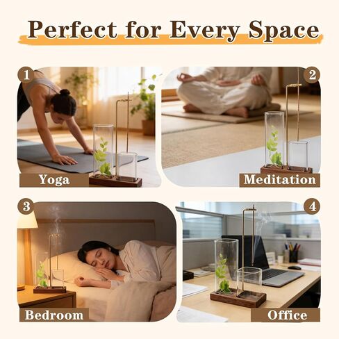 Incense Holder for Sticks, Incense Burner with Glass Ash Catcher, Incense Sticks Storage and Anti-Ash Flying, for Yoga Spa Meditation Home Decor Office in Saudi Arabia