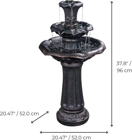 قاعدة أرضية من زهرة الزنبق المنزلية من تيمسون، نافورة شلال أرضية من 3 طبقات مع مضخة للتزيين في الفناء الخارجي والحديقة الخلفية، ارتفاع 96.5 سم، برونزي in Kuwait