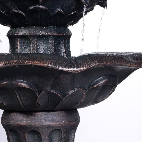 قاعدة أرضية من زهرة الزنبق المنزلية من تيمسون، نافورة شلال أرضية من 3 طبقات مع مضخة للتزيين في الفناء الخارجي والحديقة الخلفية، ارتفاع 96.5 سم، برونزي in Kuwait