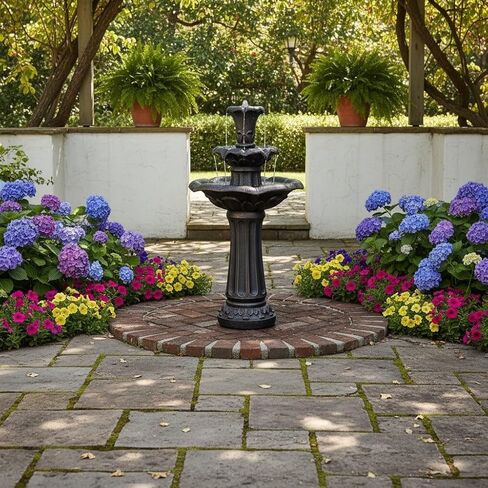 قاعدة أرضية من زهرة الزنبق المنزلية من تيمسون، نافورة شلال أرضية من 3 طبقات مع مضخة للتزيين في الفناء الخارجي والحديقة الخلفية، ارتفاع 96.5 سم، برونزي in Kuwait