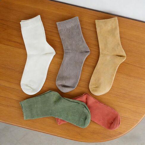 5 Pairs Women's Mid Crew Socks, Comfortable Soft Stretch Casual Half Crew Socks, Versatile Neutral Tones for Daily Wear in Saudi Arabia