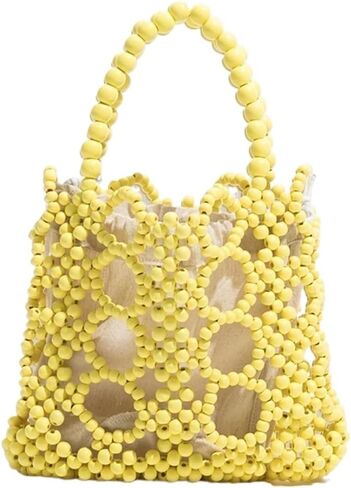 Handmade Top Handle Evening Bag With Drawstring Purse Small Woven Beach Tote Party Handbags in Kuwait